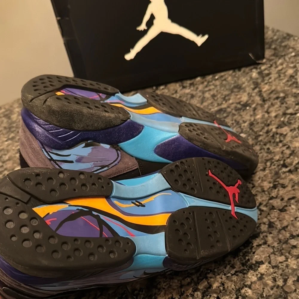 Nike Air Jordan 8 Retro Black and Blue Sneakers EUC 10.5